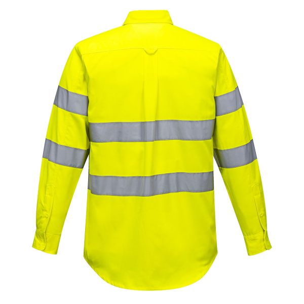 Camisa manga larga de alta visibilidad reflectiva amarilla E044 PortWest - Imagen 2