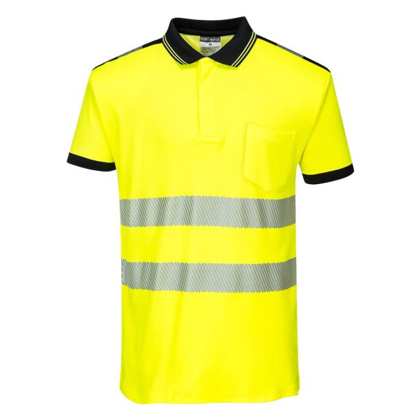 Camiseta tipo polo de alta visibilidad reflectiva amarilla T180 PortWest