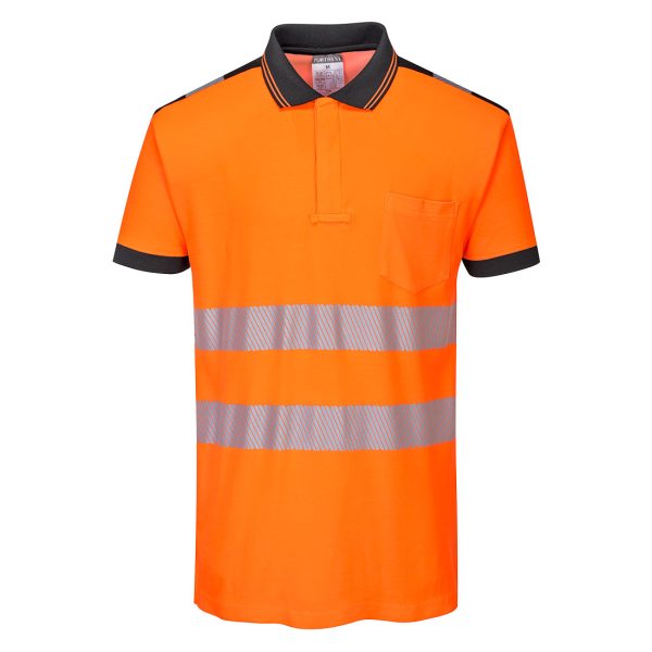 Camiseta tipo polo de alta visibilidad reflectiva naranja T180 PortWest