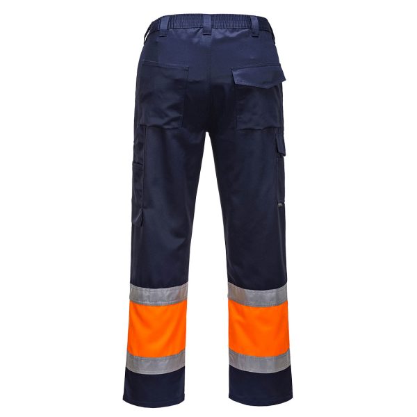 Pantalon de alta visibilidad reflectiva bicolor Azul y Naranja E049 PortWest - Imagen 2