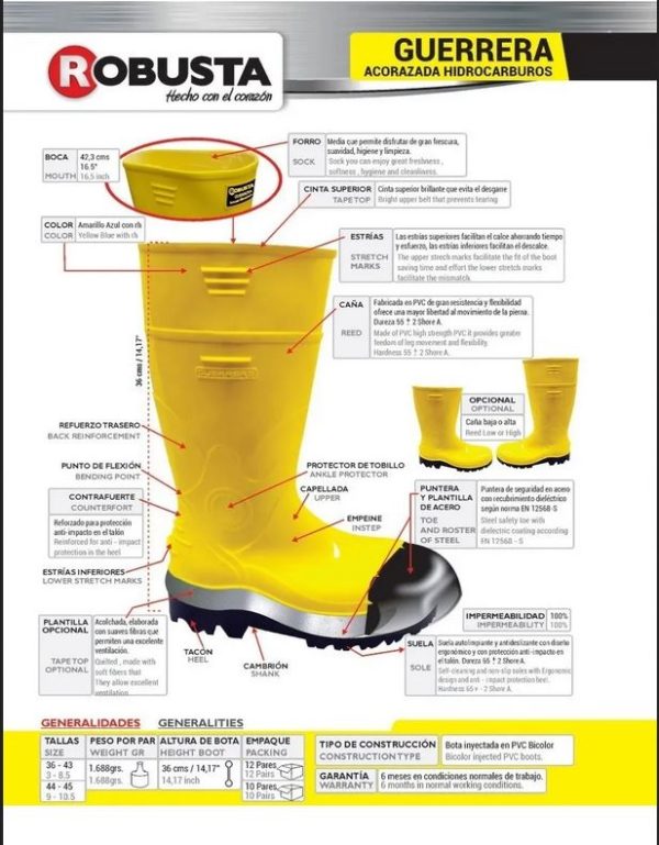 botas amarrilla con puntera
