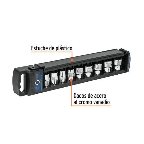 Juego de 9 dados cuadro 3/8" mm Truper